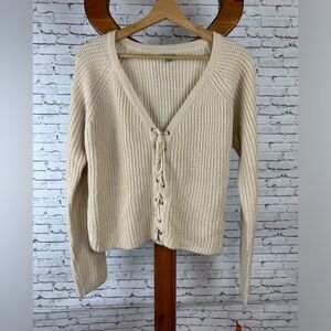 Charlotte Russe | Ivory Knit Lace Up Front Sweater size M/L